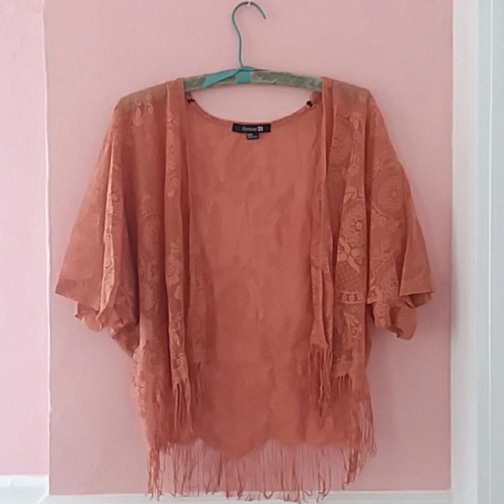 Forever 21 lace orange shawl with fringe